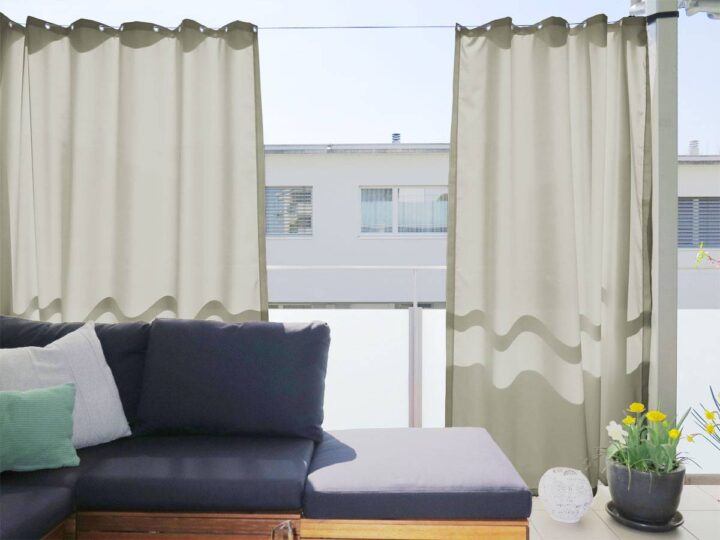 Outdoor-Vorhang (Beige) Wetterfest für Aussen (SANTORINI)