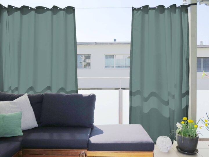 Outdoor-Vorhang (Dunkelgrau) Wetterfest für Aussen (SANTORINI)