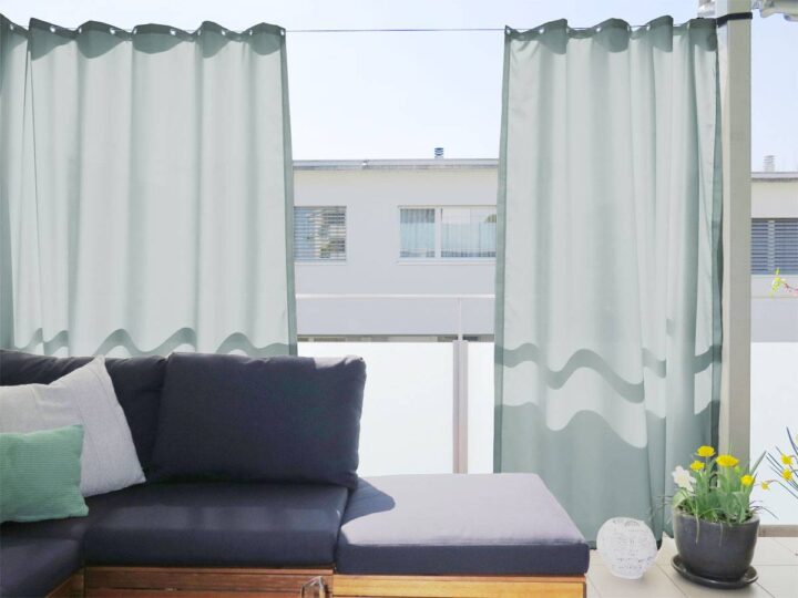 Outdoor-Vorhang (Hellgrau) Wetterfest für Aussen (SANTORINI)