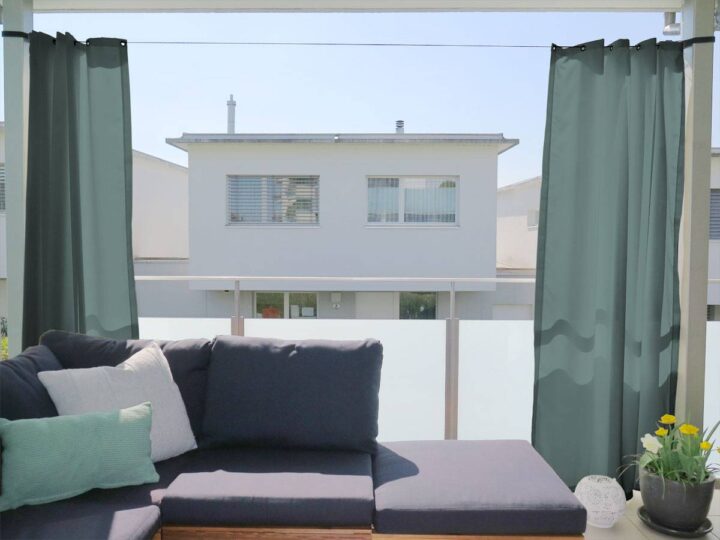 Sichtschutz Outdoor-Vorhang Dunkelgrau für Balkon (SANTORINI).