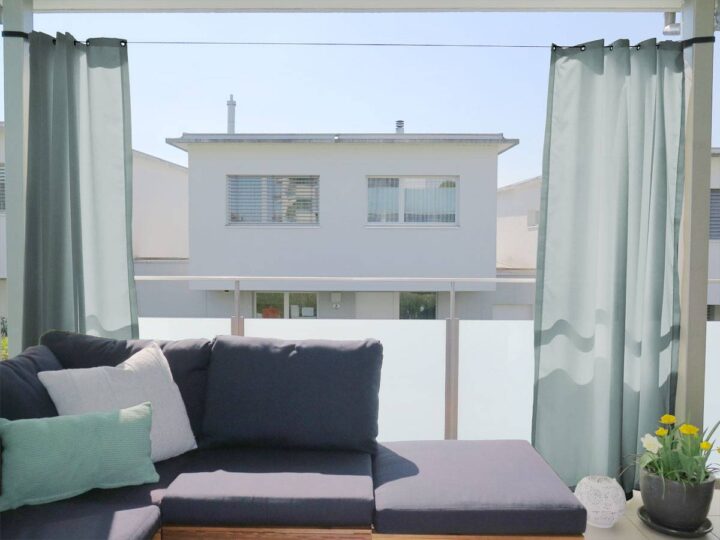 Sichtschutz Outdoor-Vorhang Hellgrau für Balkon (SANTORINI).